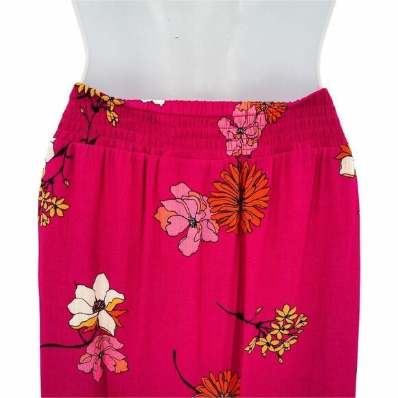 2/$30 a.n.a Pink Floral Print High Waisted Flowy Lightweight Midi Skirt 10 - Picture 9 of 13